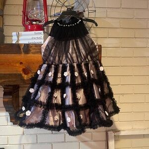 Elegant Black and Pink Floral Dress